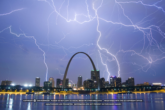 Lightning show over the Arch and downtown St. Louis