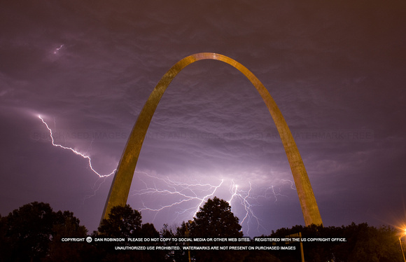 Lightning behind the St. Louis Gateway Arch