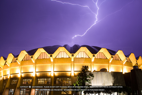 Lightning over the WVU Coliseum in Morgantown