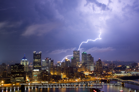 Lightning over downtown Pittsburgh, PA
