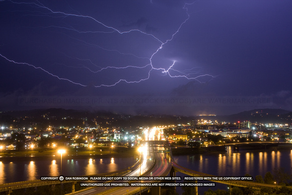 Lightning over the Fort Hill Bridge in Charleston, WV