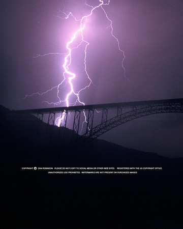 Lightning over the New River Gorge Bridge in Fayetteville, WV